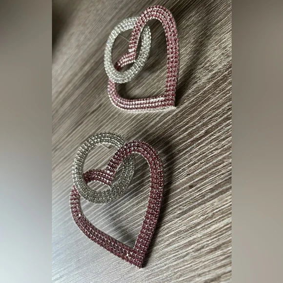 Heart rhinestones earrings - Picture 5 of 5